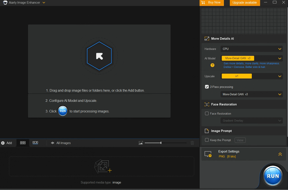 Add Image to Aiarty Image Enhancer