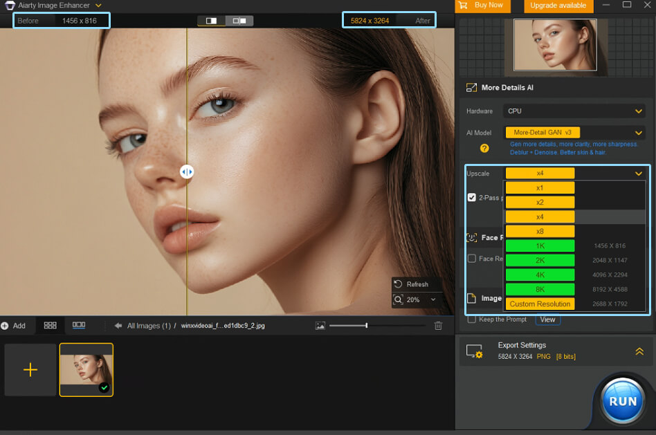 Upscale Image with Aiarty Image Enhancer