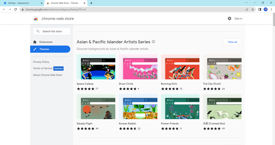 Chrome Web Store (themes)