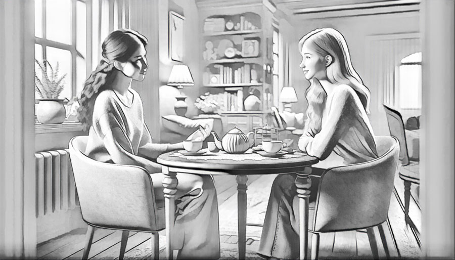 Girls in sketch style