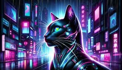 cyberpunk cat before upscale image