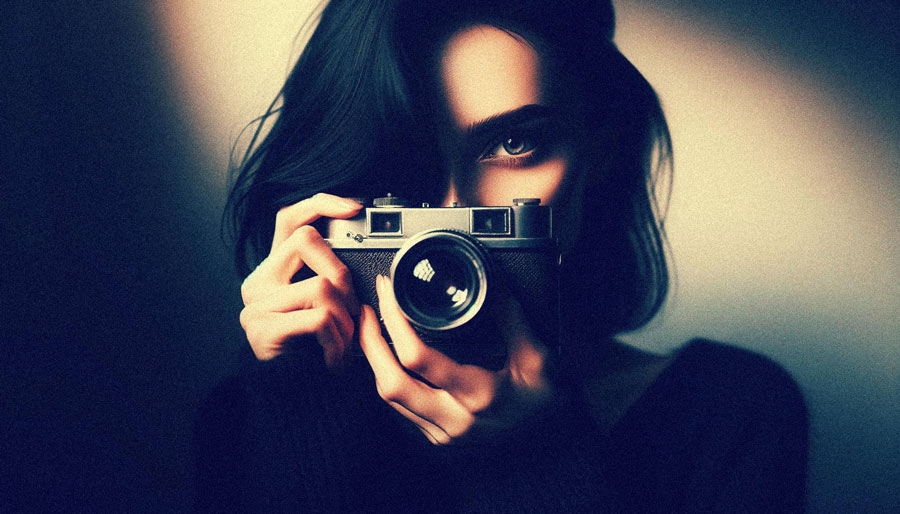 Girl with vintage camera