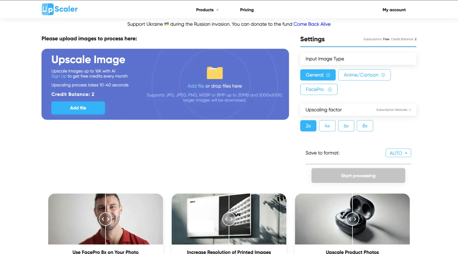 Upscale image tool